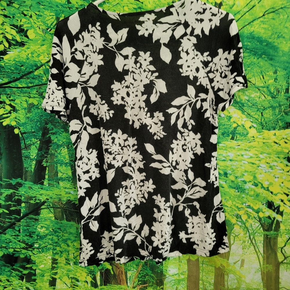 (3614)Croft&Barrow Size S., Black/White, Top, - Picture 4 of 8